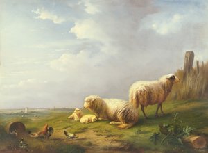 Sheep and Chickens in a Landscape, 19th Century